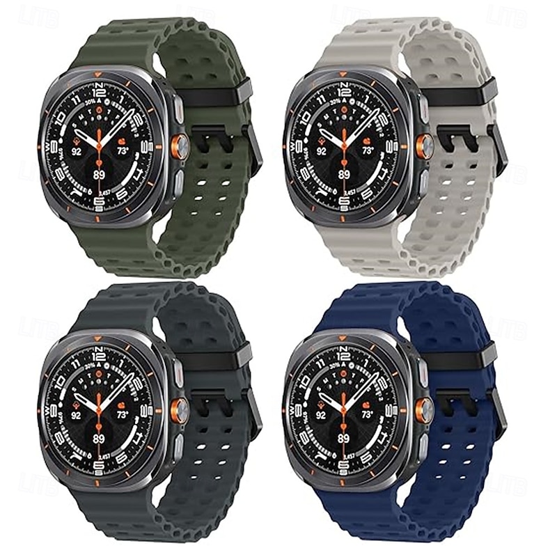 4 Pack Watch Band for Samsung Watch Ultra 47mm Silicone Replacement  Strap Adjustable Ocean Band Wristband