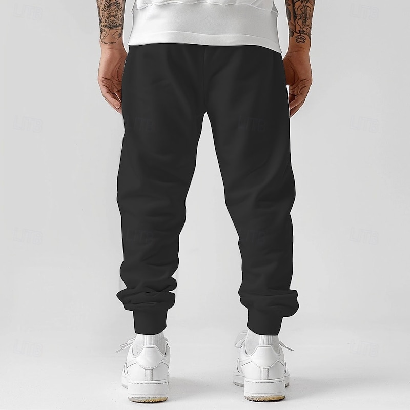 Men's Text Sweatpants Joggers Pants Trousers Mid Waist Drawstring Elastic Waist Fashion Casual Outdoor Home Street Pocket Spring Fall Winter 3D Print Black White Blue2