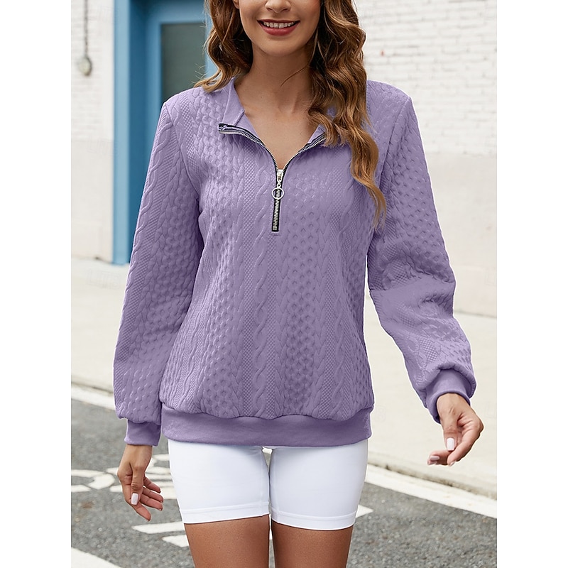 Women's Sweatshirt Casual Textured Plain Street Dailywear Hoodie Print Long Sleeve White Wine Purple Fall Winter3