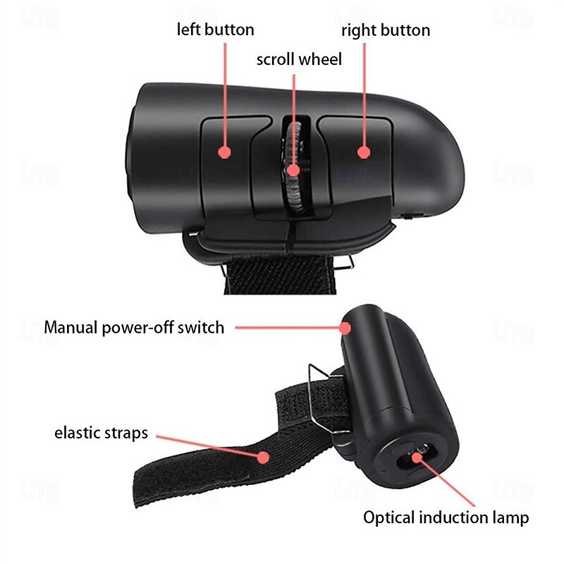 Wireless Travel Mouse Optical Ring Mice Ergonomic Finger Handheld Bluetooth Mouse Compatible 1600DPI 2.4G3