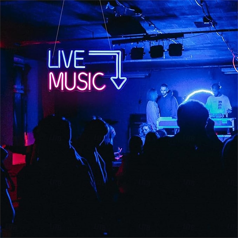 Live Music Neon Sign LED, Large Blue & Pink Neon Light for Studio, Bar, Bedroom, Party, Club Wall Decor-USB Powered4