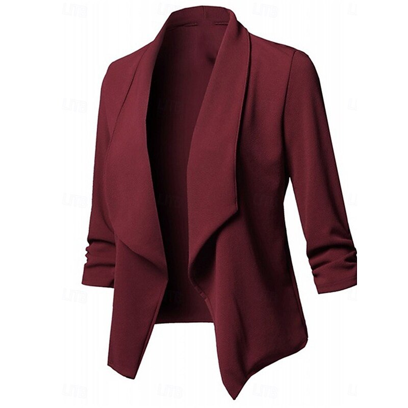 Women's Blazer Work Oversized Solid Color Breathable OL Style Regular Fit Outerwear Long Sleeve Fall Pink S