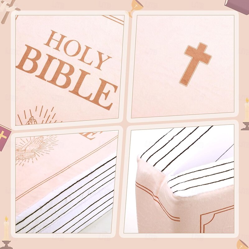 Holy Bible Pillow Book Plush That Opens Bible Verse Pillow Soft Plushies Book Pillow Bible Gifts for Mom Bible Toys for Kids Christian Gifts for Kids Children Women4