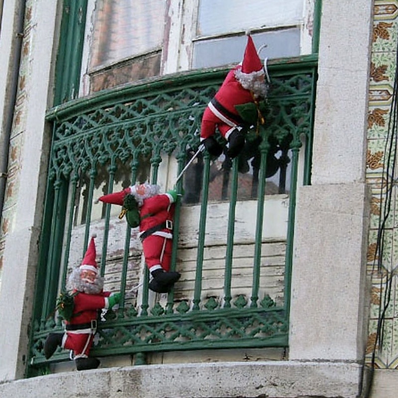 Christmas Climbing Santa Claus Ladder and Rope Hanging Ornament – Inflatable and Plush Santa for Christmas Tree, Hotel, and Mall Holiday Decorations4