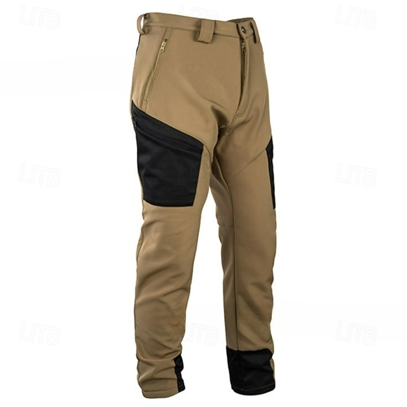 Men's Cargo Pants Fleece Pants Softshell Pants Combat Trousers Snow Pants Pocket Color Block Plain Waterproof Wearable Full Length Sports Outdoor Daily Classic Style Casual / Sporty Black Green3