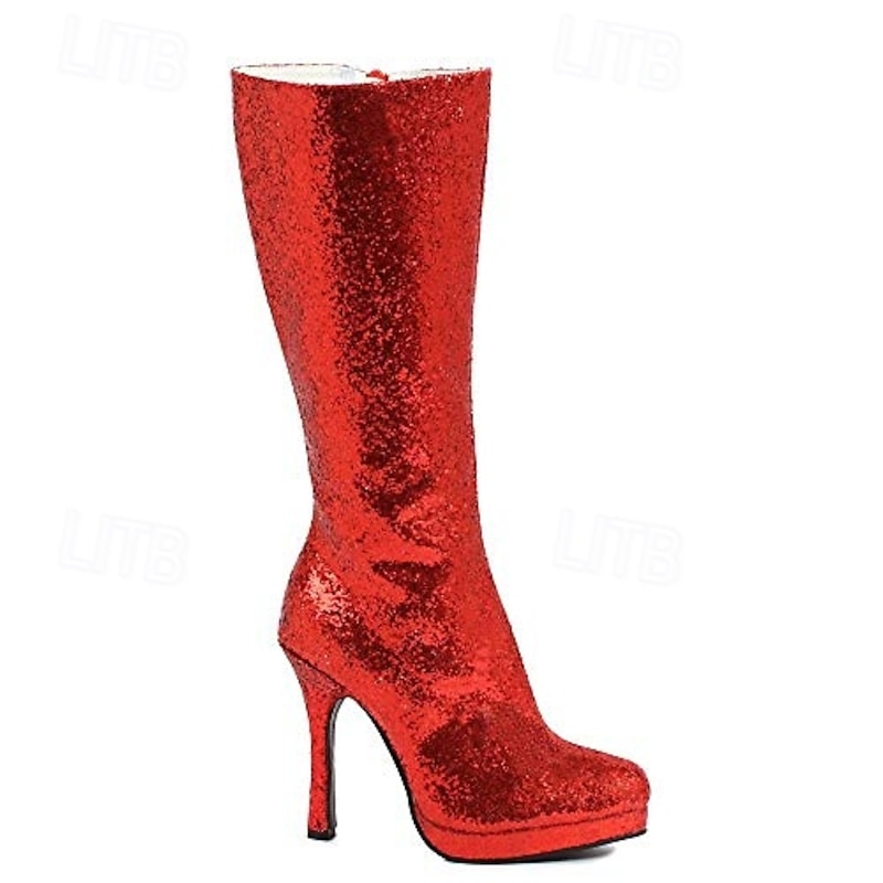 Metallic Sparkle 1980s Shoes Knee High Boots High Heel Sequins Fancy Dress Women's Carnival Costume Carnival Party Club Pride Parade Adults' Shoes3
