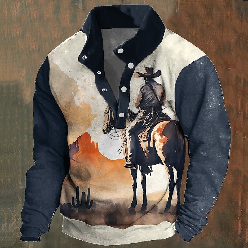 New Year Men's Ombre Sweatshirts Sweatshirt Long Sleeve Sweatshirt Collar Stand Collar Fashion Cool Daily 3D Printing Party New Year Sports Outdoor 3D Print Medieval Knight Twist Fall Winter Spring