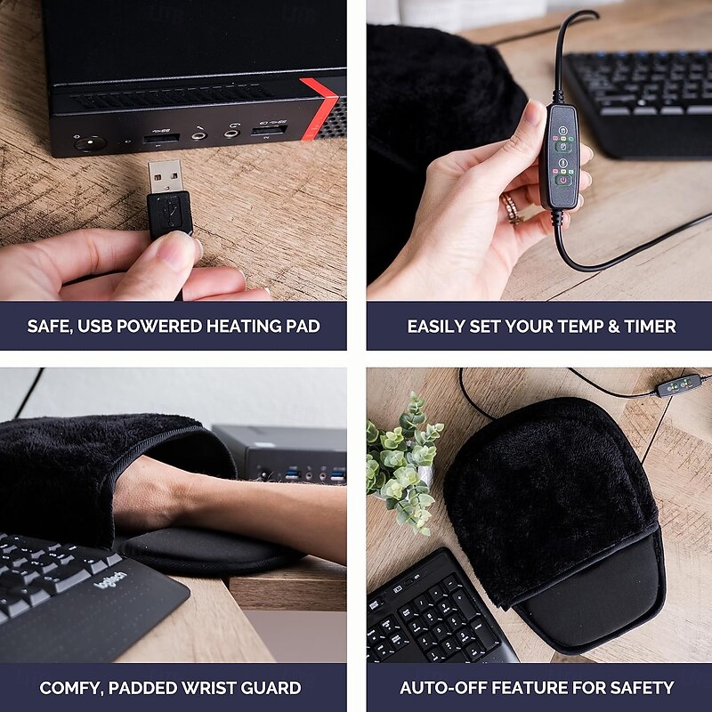 USB Heated Mouse Pad Hand Warmer 3 Temperatures/Time Limits Controller Included Works with All PC Mice Makes a Great Gift3