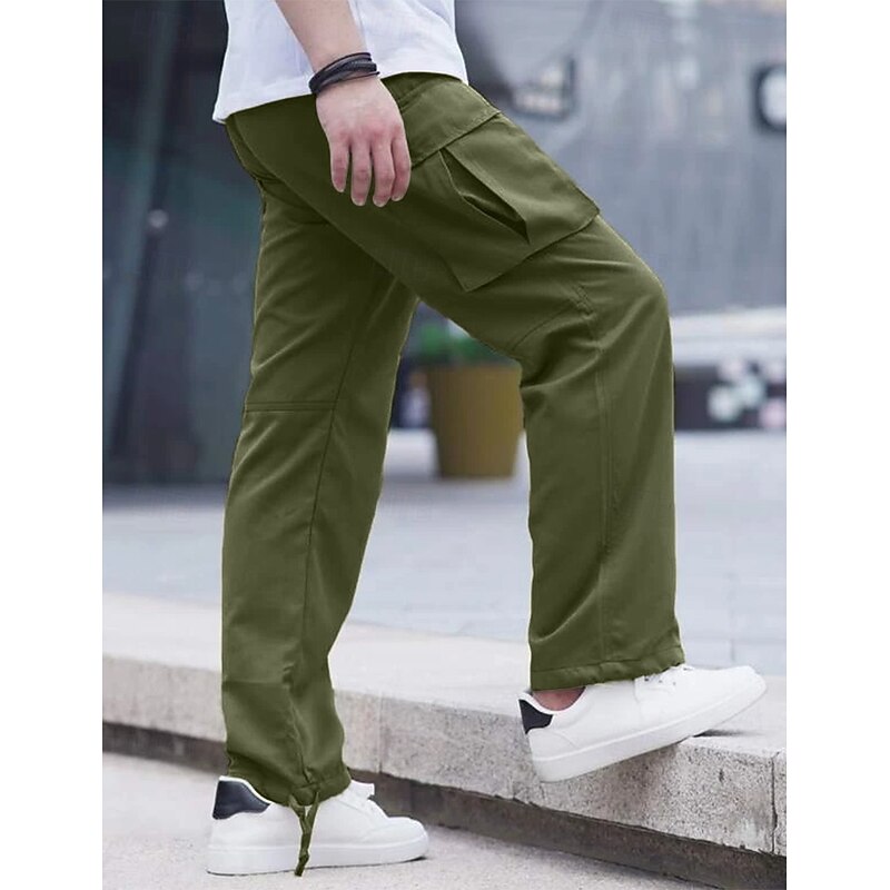 Men's Cargo Pants Cargo Trousers Joggers Drawstring Elastic Waist Plain Comfort Soft Outdoor Daily Going out Fashion Casual Black Light Green