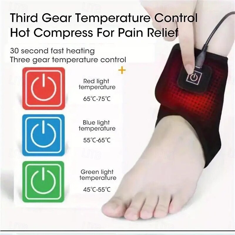 Electric Heated Ankle Wrap Therapy Heat USB Ankle Warmer Foot Ankle Brace with 3 Temperature Settings Pain Relief2