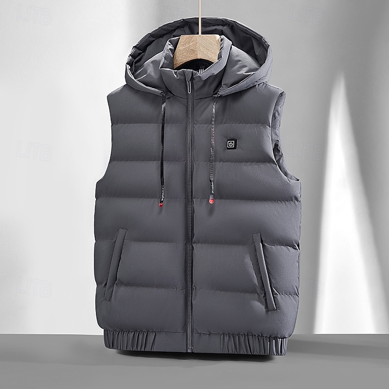 Men's Puffer Jacket Puffer Vest Vest Gilet Quilted Vest Daily Date Vacation Fashion Casual Fall & Winter Pocket Polyester Warm Comfortable Plain Zipper Hooded Regular Fit Black Blue Gray Vest