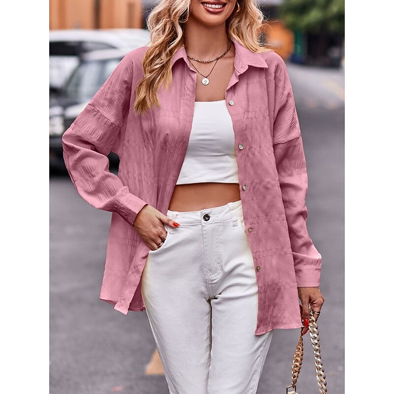 Women's Casual Jacket Outdoor Street Daily Wear Fall Winter Regular Coat Regular Fit Thermal Warm Breathable Stylish Casual Jacket Long Sleeve Solid Color with Pockets Yellow Pink Blue4