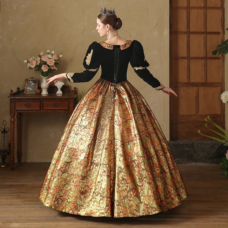 Gothic Rococo Vintage Inspired Dress Cosplay Wigs Party Costume Princess Shakespeare Solid Color Ball Gown Fancy Dress Women's Royal Halloween Carnival Valentine's Day Party Evening Party Masquerade3
