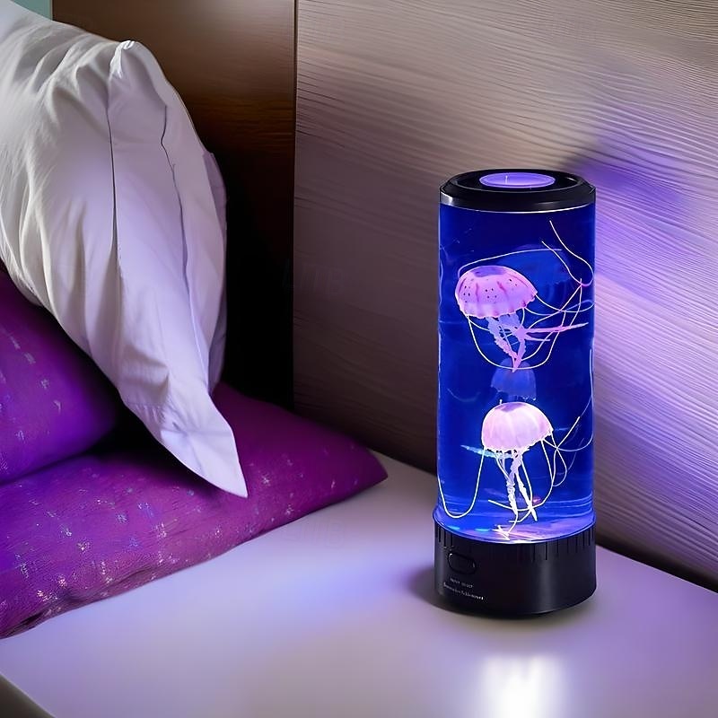 Jellyfish Lava Lamp, 7-Color Changing Mood Lamp with Moving Fish Aquarium Artificial Tank for Sensory Rooms & Home Decor3