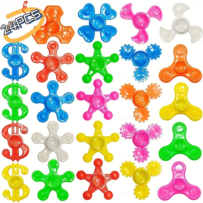 24pcs Random Style Fidget Spinners Bulk-Mini Fidget Spinner Toys For Kids Teens Adults Birthday Party Favors Return Gifts Goodie Bags Stuffers Party Games Classroom Rewards Carnival Prizes