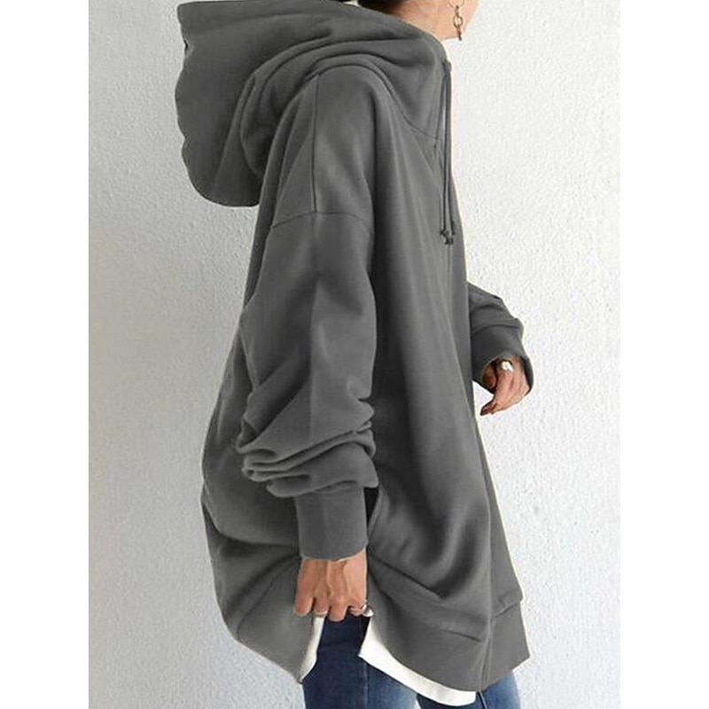 Women's Hoodie Jacket Warm Breathable Zipper Pocket Casual Plain Vacation Street Daily Wear Going out Zipper Long Hoodie Regular Fit Long Sleeve Outerwear Black Red Khaki Fall Winter3