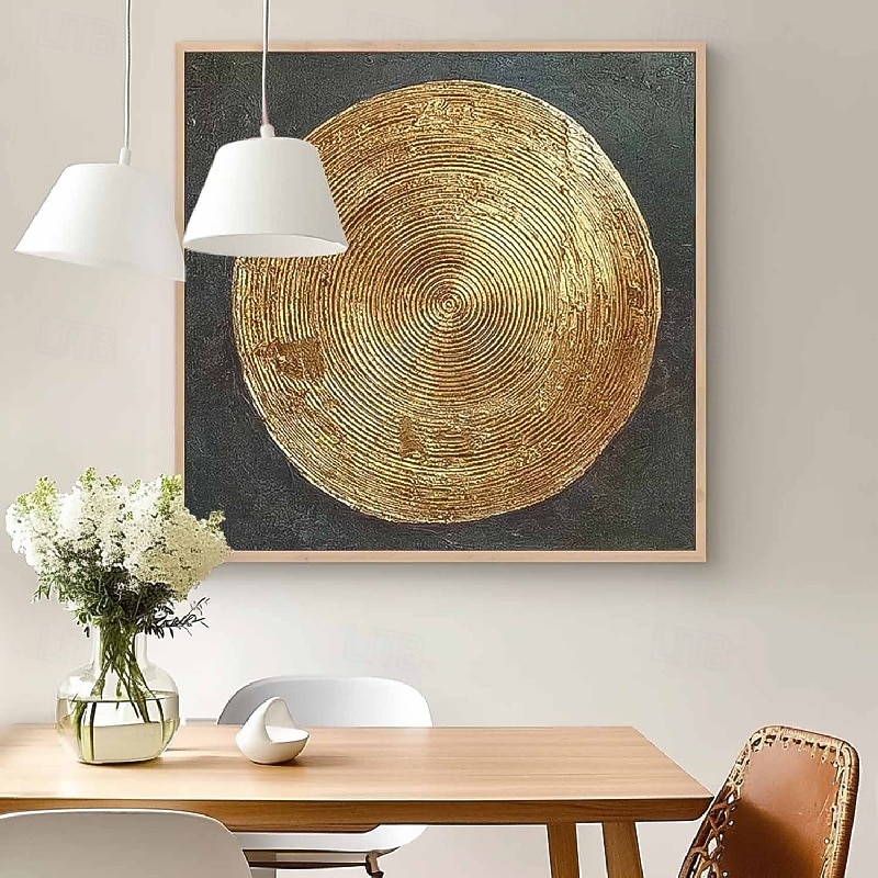 Handpainted 3D Abstract Gold Paintings On Canvas Handmade Rich Textured Acrylic Painting Modern Wall Art Hand-Painted Thick Artwork Foil gold painting for Living Room Wall Decor2