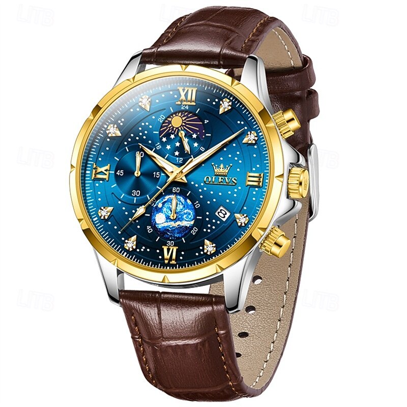 New Olevs Ole Brand Fashion Trend Business Men'S Belt Watch Luminous Calendar Small Three-Hand Multifunction Watch Simple Leisure Waterproof Sports Watch2
