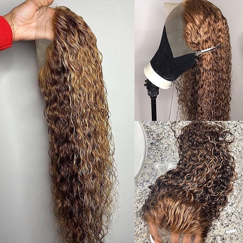 Human Hair 13x6 Lace Front 13x4 Lace Front Wig Free Part Brazilian Hair Deep Wave Water Wave Dark Brown Wig 130% 150% 180% Density with Baby Hair 100% Virgin Glueless Pre-Plucked For wigs for black3