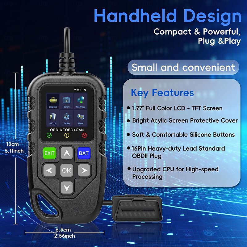 OBD2 Scanner Diagnostic Tool Enhanced Check Engine Code Reader with Reset OBDII/EOBD Car Diagnostic Scan CAN Tools for All Vehicles After 19963