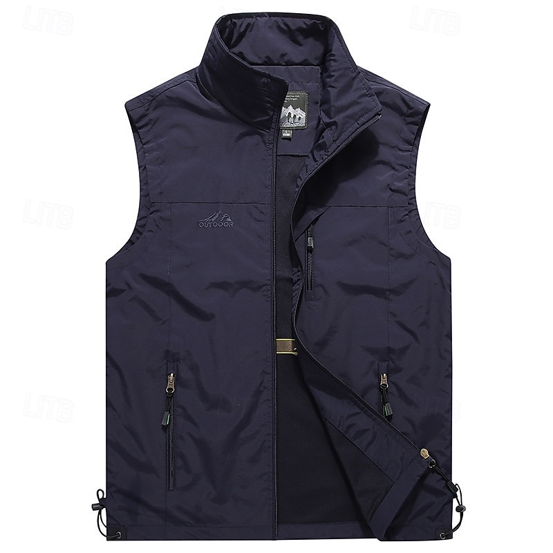 Men's Hiking Vest Hiking Fleece Vest Sleeveless Vest Outdoor Breathable Comfortable Pocket Polyester Black Army Green Red Hunting Fishing Climbing