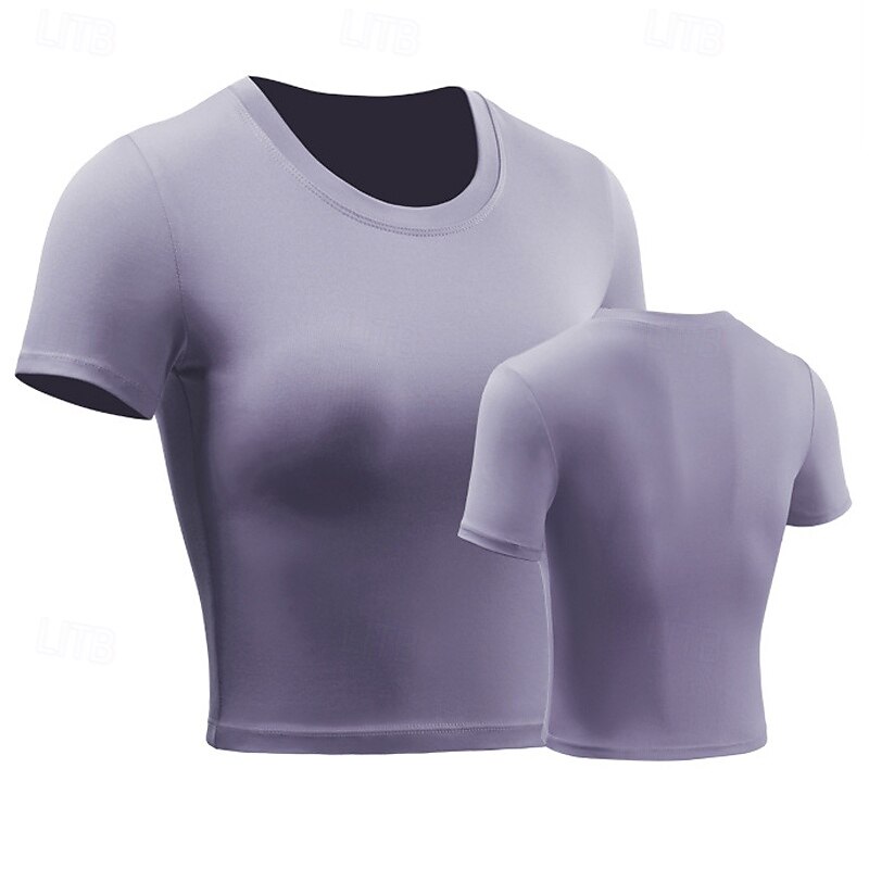 Women's Running T-Shirt Crop Top Short Sleeve Tee Tshirt Casual Athleisure Solid Colored Quick Dry Soft Breathable Gym Workout Walking Jogging Sportswear Activewear Black White Pink4