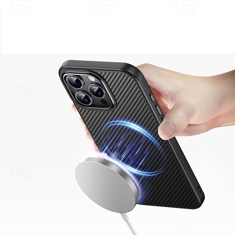 Phone Case For iPhone 16 15 14 Pro Max Plus 13 12 Pro Max Back Cover Magnetic Support Wireless Charging Shockproof Retro TPU Carbon Fiber4