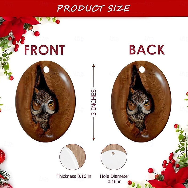 Animal Christmas Ornament, Christmas Tree Animal Pattern 2D Acrylic Ornament, Forest Animal Decoration, Seasonal Decor for Christmas Tree, Ceiling, Christmas Decor Keepsake Gifts3