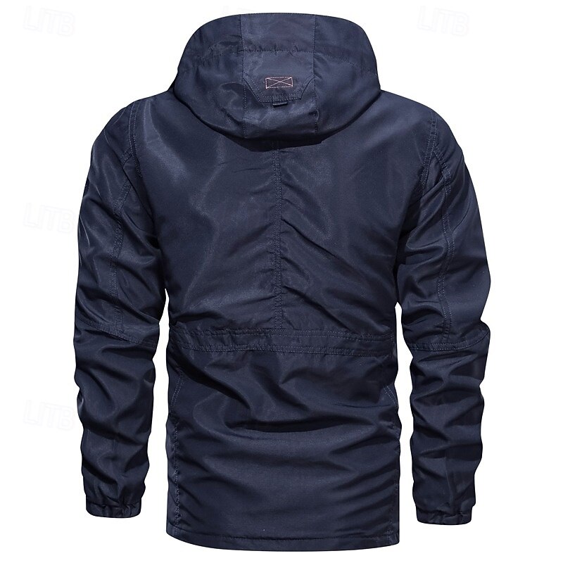 Men's Outdoor Jacket Winter Coat Winter Jacket Outdoor Christmas Gifts Thermal Warm Waterproof Patchwork Zipper Spring Autumn / Fall Solid Color Vintage Sports Hooded Long Navy Blue Green Khaki Jacket3