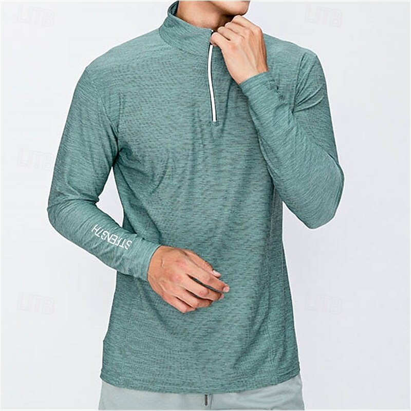 Men's Running T-Shirt Long Sleeve Tee Tshirt Casual Athleisure Fall Solid Colored Breathable Gym Workout Walking Jogging Sportswear Activewear Black Royal Blue Military Green2
