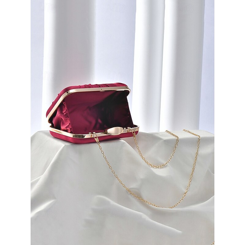 Elegant Satin Evening Clutch for Women – Glamorous Knot Design with Gold Frame, Perfect for Weddings, Parties, and Formal Events3