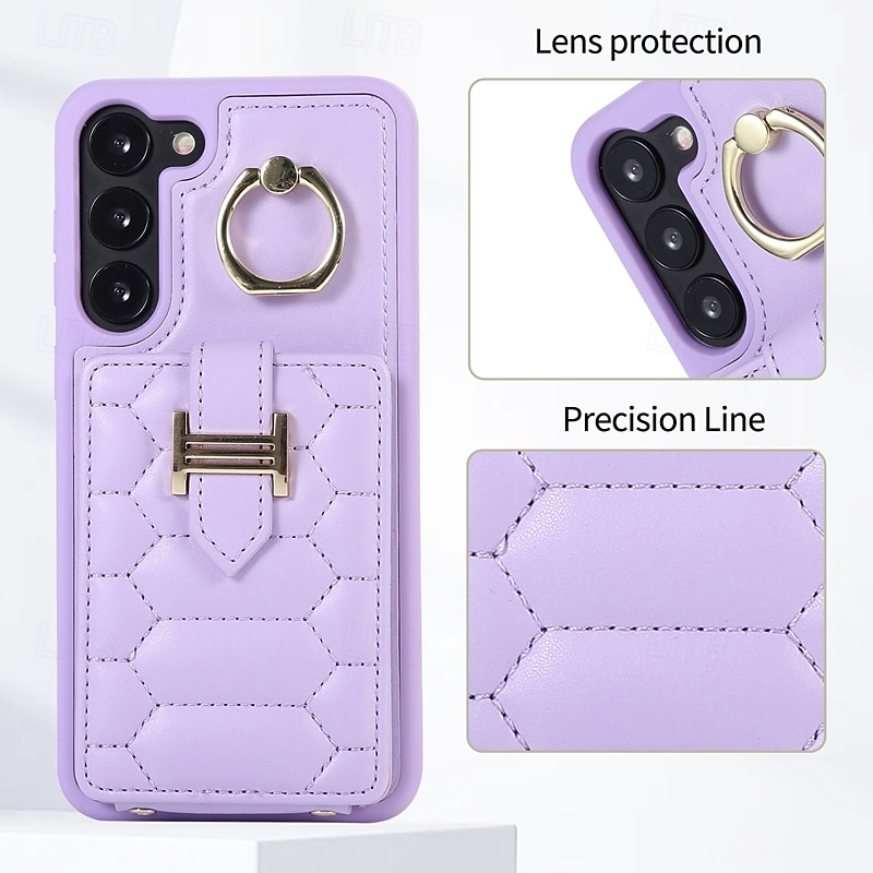 Phone Case For S23 S22 S21 FE S21 Ultra Plus A14 A34 A54 A53 A13 S20 Back Cover with Stand Holder with Lanyard with Wrist Strap Retro TPU PU Leather2