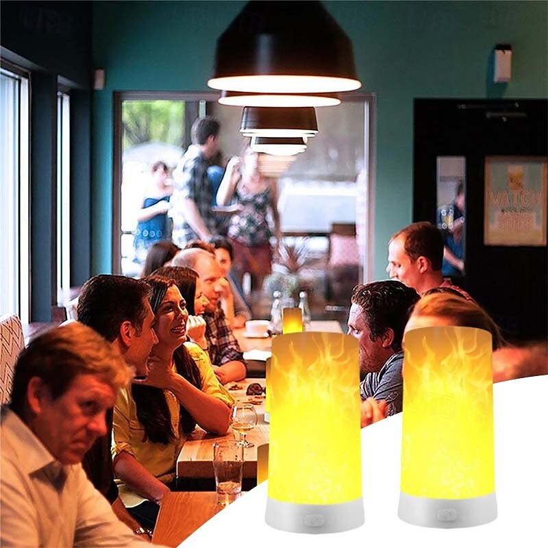 1/2pcs USB Rechargeable LED Flame Lamp Simulated Flame Effect Light Realistic Fire Atmosphere Light Indoor Decoration 4 Lighting Modes