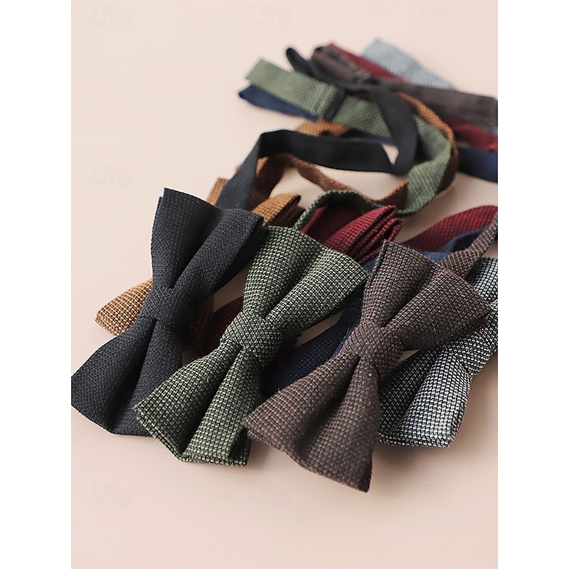 Men's Vintage Textured Bow Ties - Classic Adjustable Formal Ties in Assorted Colors for Weddings, Parties, and Business Attire3