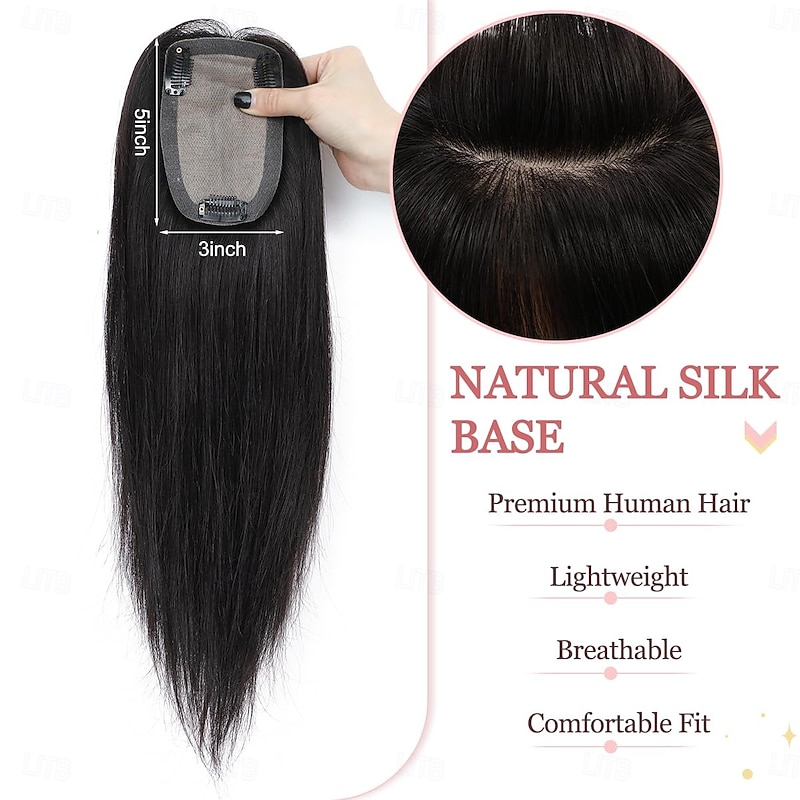 Hair Toppers For Women Real Human Hair 14inch No Bangs 3''x5'' Skin Scalp Hair Toppers For Women Upgrade Premium Remy Hair Toppers Hair Pieces For Women2