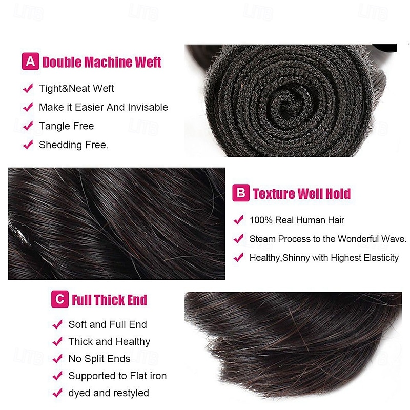 Loose  Wave Bundles Human Hair (18 18 20 20 Inches Loose Wave 4 Bundles) Brazilian Human Hair Bundles 1B Color for Women3
