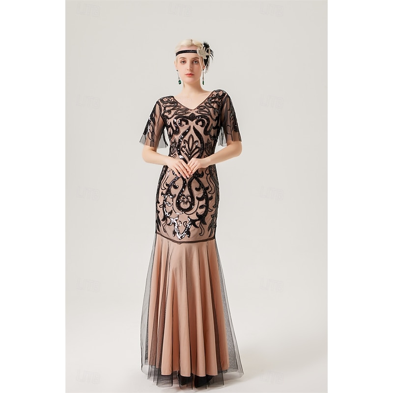 Retro Vintage Roaring 20s 1920s Flapper Dress Dress Masquerade Wedding Guest Sequins Fancy Dress Women's Masquerade Wedding Wedding Guest Party / Evening Adults' Dress