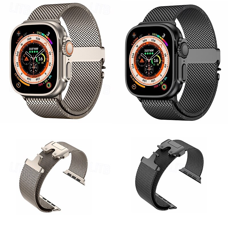 Sport Band Milanese Loop Compatible with Apple Watch band 38mm 40mm 41mm 42mm 44mm 45mm 49mm Metal Clasp Stainless Steel Strap Replacement Wristband for iwatch Ultra 2 Series 9 8 7 SE 6 5 4 3 2 1