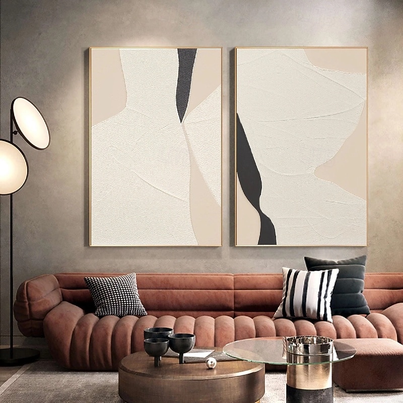 Oil painting handmade Wabi sabi painting handmade Wall Art Set of 2 Beige Abstract Painting on Canvas painting A Pair Beige Texture Wall Art Neutral Abstract Wall Art Boho painting4