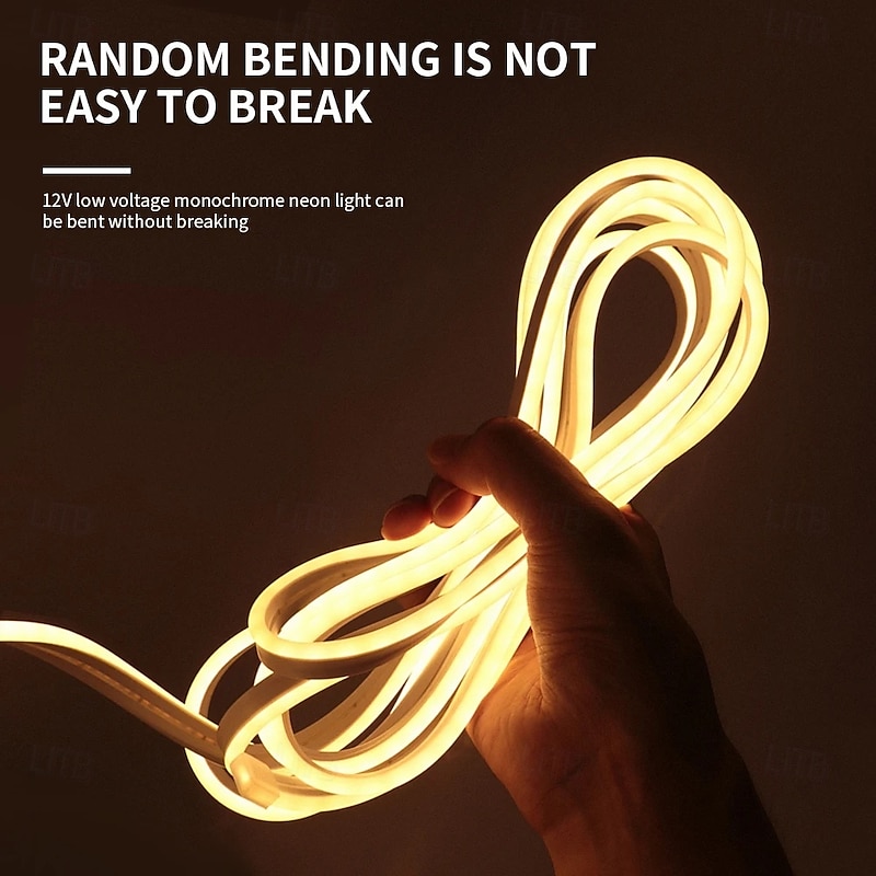 5M Waterproof LED Neon Tube Light, Flexible Strip Lights Single Color for Indoor Outdoor Decorative  12V EU/UK/US/AU Plug4