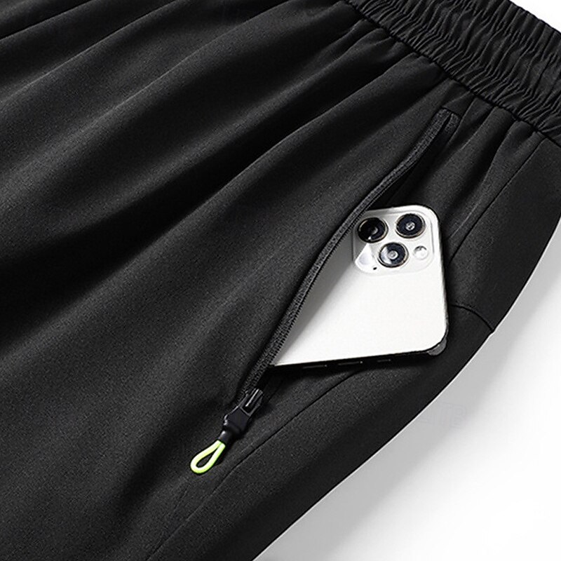 Men's Athletic Pants Fleece Pants Sweatpants Winter Pants Trousers Pocket Drawstring Elastic Waist Plain Comfort Warm Sports Outdoor Daily Fashion Casual Black Gray Micro-elastic3
