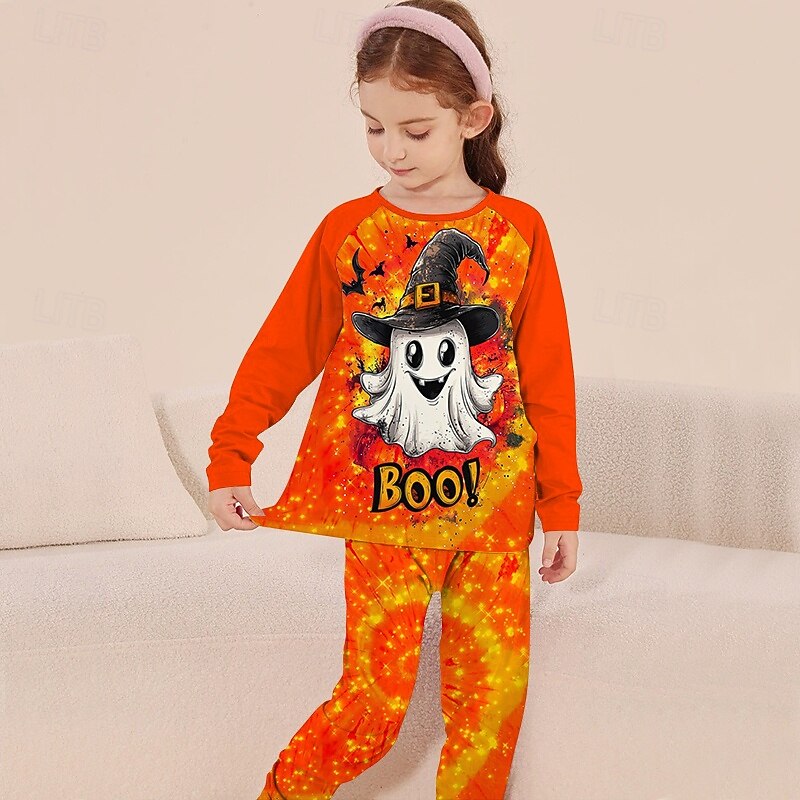 Girls' 3D Graphic Snowflake Princess Christmas Pajamas Pajama Sets Tee & Pants Pajama Sets Long Sleeve 3D Print Fall Winter Active Basic Kids 4 years+ Crew Neck Home Daily Regular Fit4