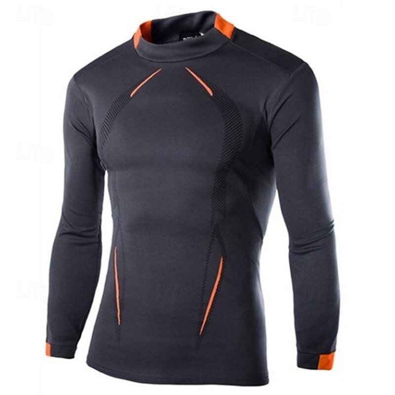 Men's Compression Shirt Athletic Shirt Gym Shirt Fitness Shirt Padded Compression Shirt Long Sleeve Tee Tshirt Casual Athleisure Color Block Quick Dry Soft Breathable Gym Workout Walking Jogging4