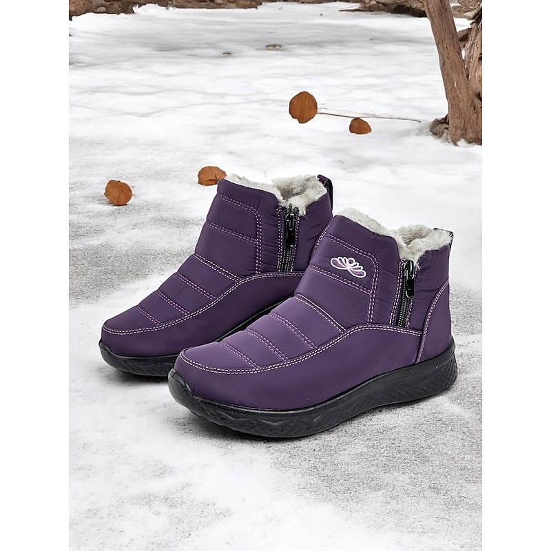 Women's Waterproof Winter Ankle Boots with Faux Fur Lining – Insulated Snow Boots for Cold Weather and Outdoor Activities