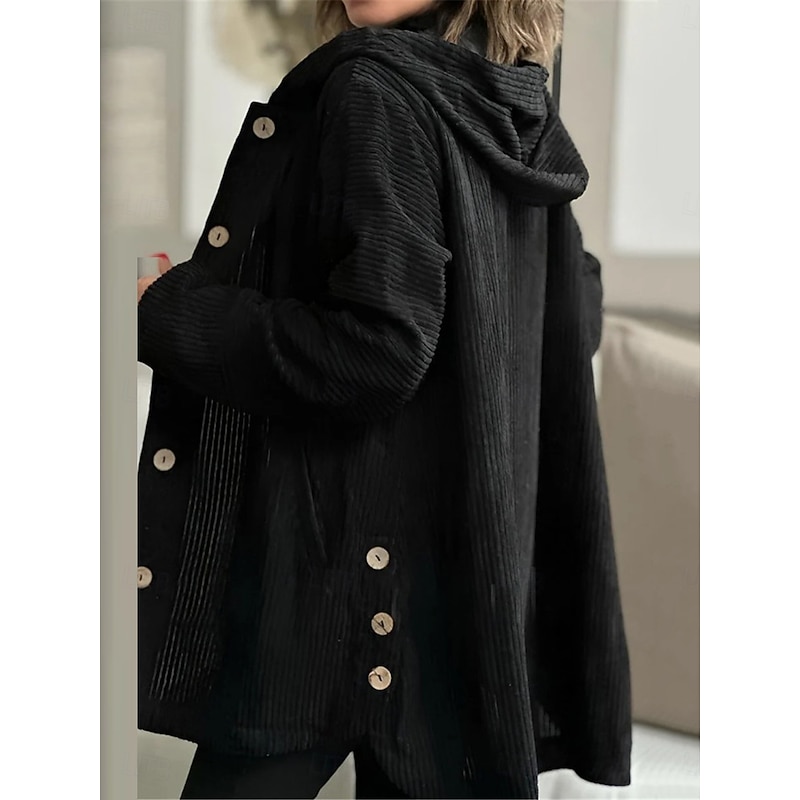 Women's Coat Outdoor Street Daily Wear Fall Winter Regular Coat Regular Fit Thermal Warm Breathable Stylish Casual Jacket Long Sleeve Plain with Pockets Black White Wine4