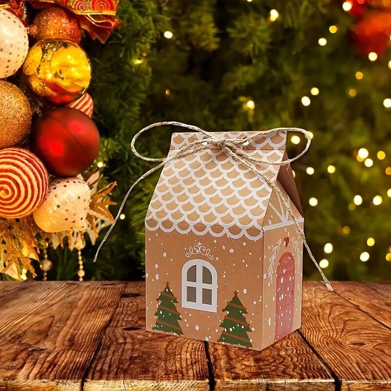 20pcs Mini Kraft Paper Christmas Candy Boxes - Adorable Gift Bags for Party Favors Tree Decorations Wedding Presents & Holiday Celebrations for Christmas Gifts4