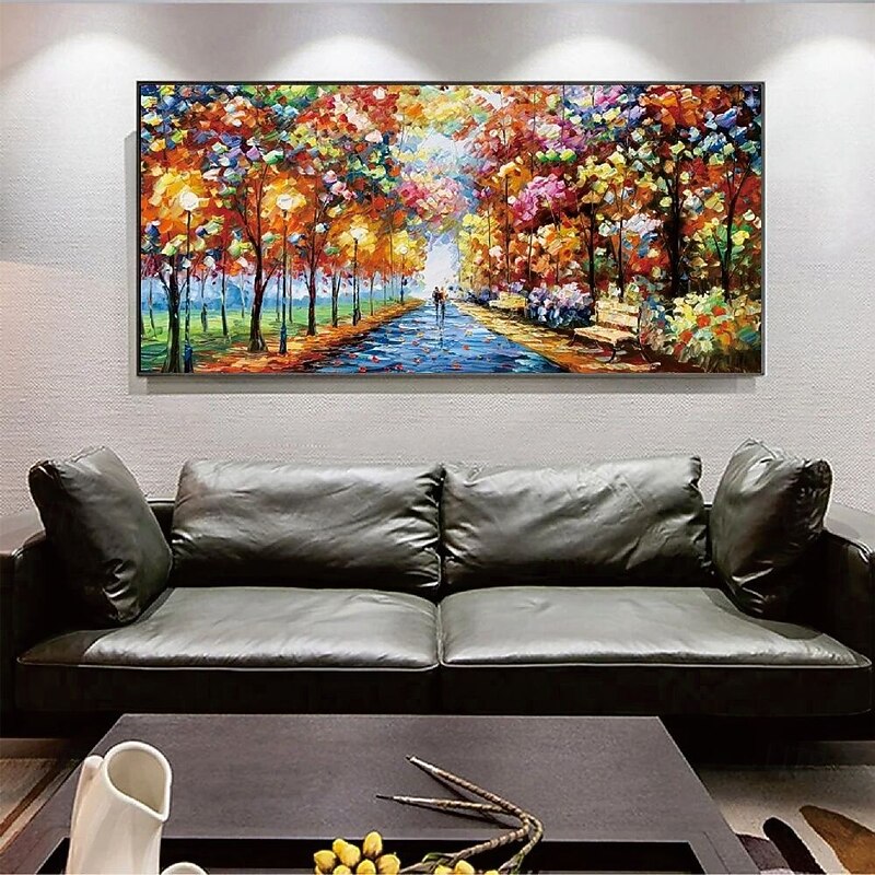 Handpainted Street Scenery Painting handmade pattle knife abstract rain day night painting wall art extra large wall art textured abstract canvas oil painting handpainted street lovers oil painting