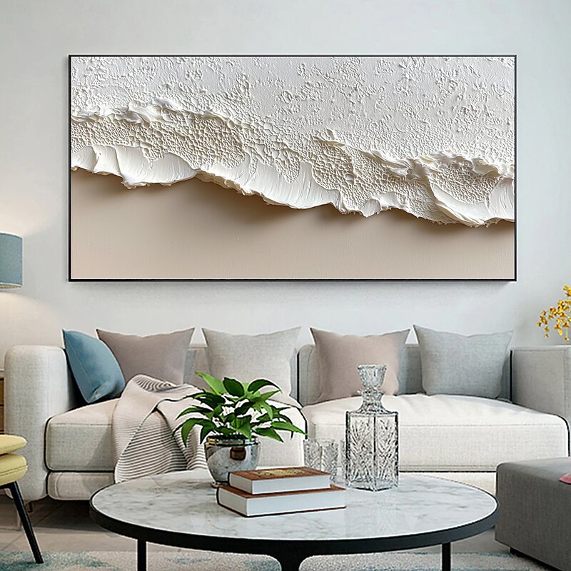 Handmade Original Thick Textured Beach Oil Painting On Canvas Abstract Minimalist Ocean Waves Wall Art for Home Decor With Stretched FrameWithout Inner Frame Painting3