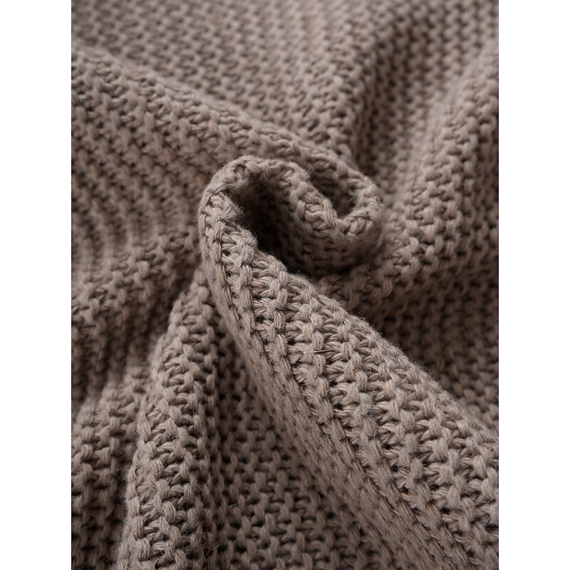 Women's Cardigan Streetwear Daily Solid Color Open Front Knitted Textured Long Sleeve Regular Tops Knit Outdoor Black Khaki Fall Winter2