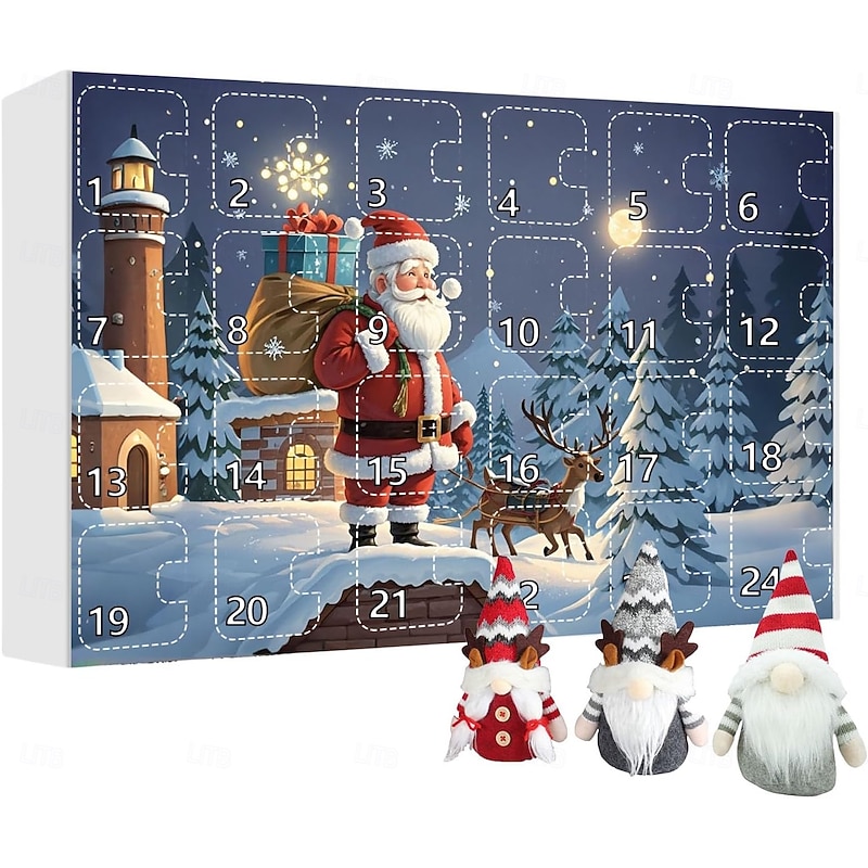 Christmas Advent Calendar with Gnome Doll Decorations 2025 Xmas Countdown Calendar With Collectible Gnome Plush Dolls Toy, 24 Day Christmas Advent Calendar, Christmas Gifts for Adults and Kids